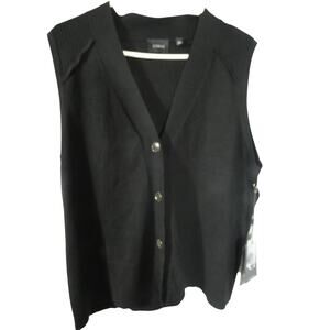 CYRUS Women's Large Knit Sweater Vest Button Up Front Preppy NWT